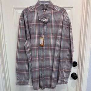 Stetson Men's Red and Gray Plaid Button Down Shirt